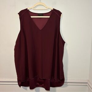 Lane Bryant Maroon V-Neck Sleeveless Blouse Size 28